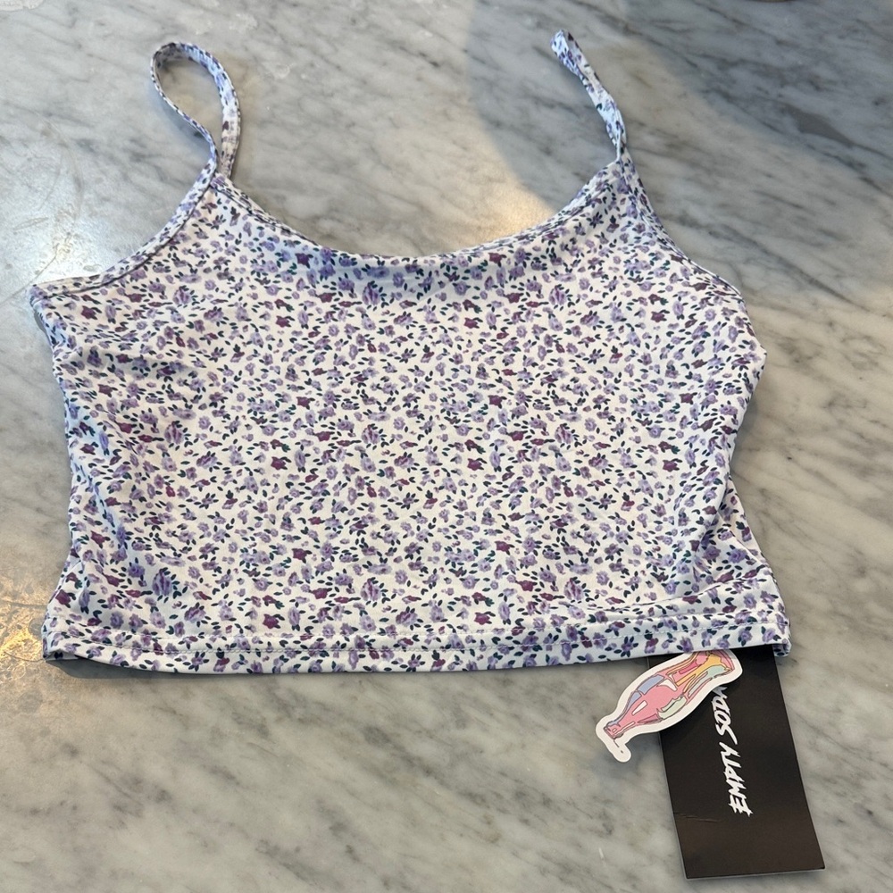 NWT empty soda Floral Purple Crop Top